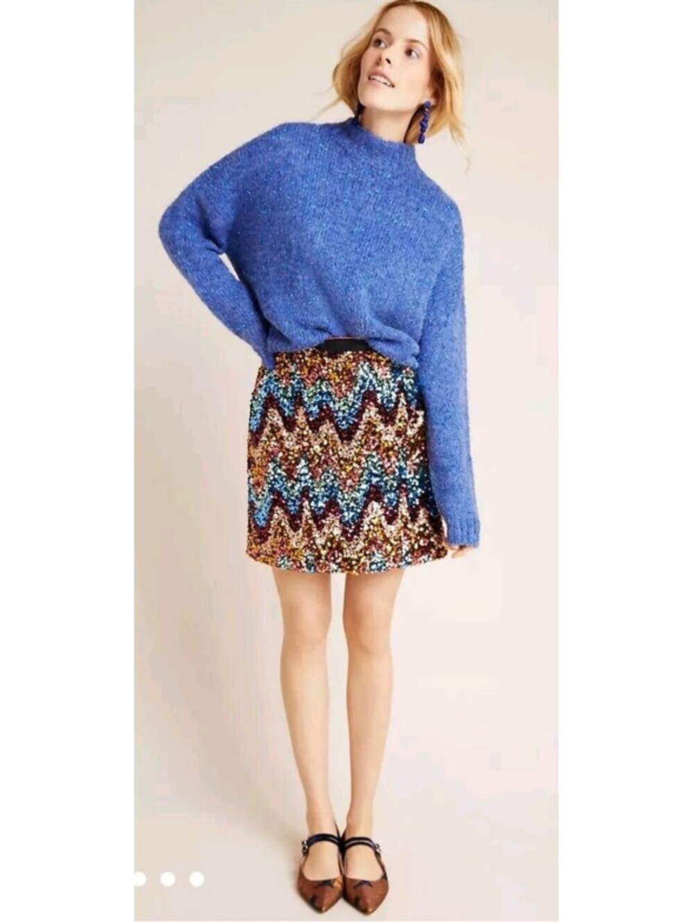 Anthropologie Maeve Size 12 Zig-Zag Sequined Mini Skirt